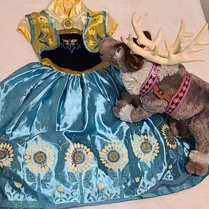 Disney Girls Frozen Anna Dress Size 4 and Even Stuffed Animal